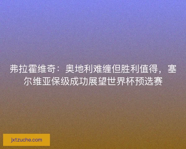 弗拉霍维奇：奥地利难缠但胜利值得，塞尔维亚保级成功展望世界杯预选赛