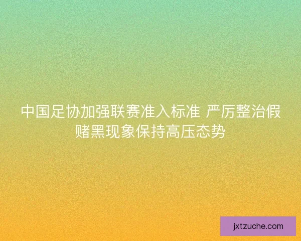 中国足协加强联赛准入标准 严厉整治假赌黑现象保持高压态势